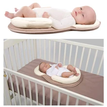 Хлопковая подушка с памятью для сна для новорожденных, удобная, предотвращающая плоскую форму головы, подушка против скатывания, портативный матрас для детской кровати