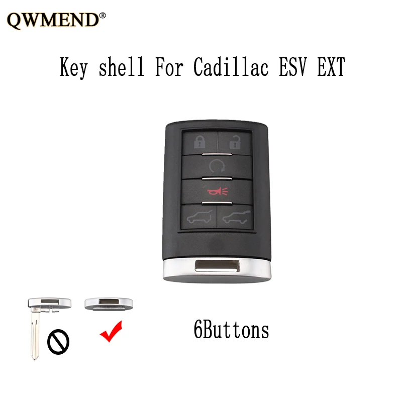 QWMEND 6BT Smart Remote Key shell Fob для Cadillac Escalade ESV EXT 2007 2008 2009 2010 2011 2012 2013 2014 Shell Case|fob|fob keyfob case |