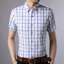 Лето Новая модная деловая Повседневная рубашка мужская хлопковая клетчатая рубашка с коротким рукавом мужская рубашка большого размера m-5 xl