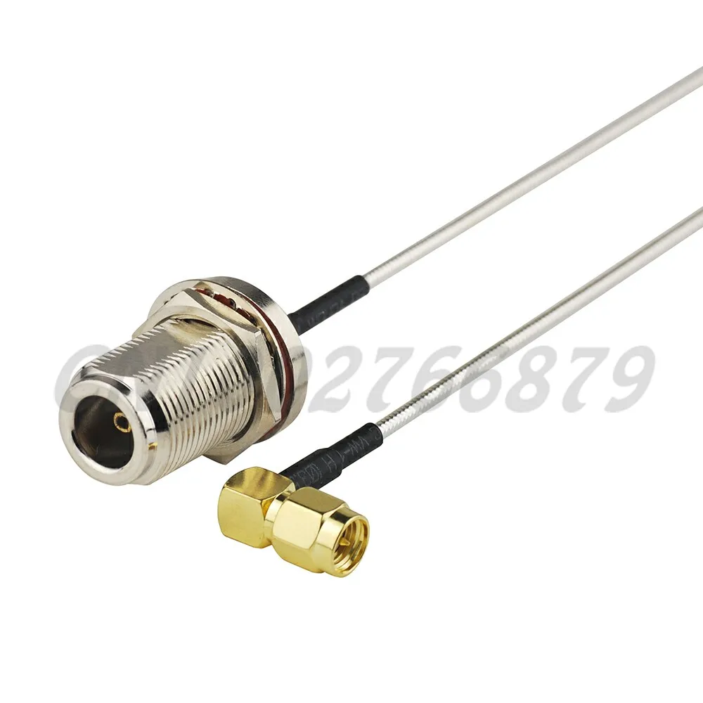 

15cm RF N Jack female bulkhead O-ring Straight to SMA Plug Right Angle Pigtail Jumper Cable RG405 Semi rigid