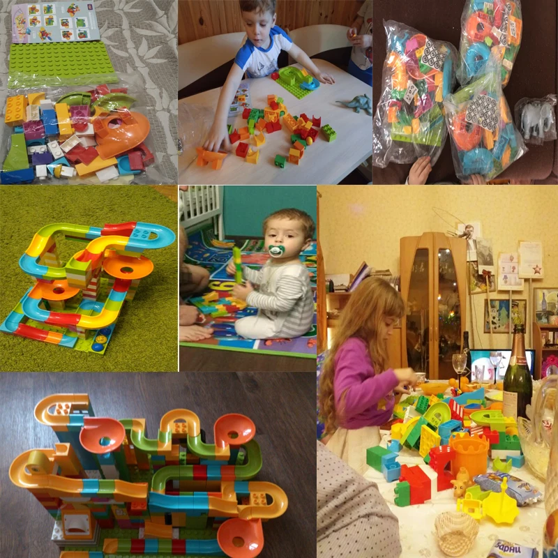 DIY Colorful Funnel Slide Brick Building  Model Blocks Toy  Marble Race Run Maze Ball Track Compatible Legoingly Duplo Block 