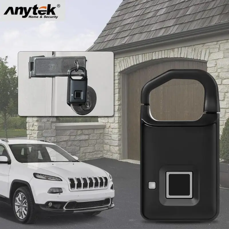 

Anytek P4 Fingerprint Padlock USB Rechargeable Smart Keyless Anti-Theft Padlock Suitcase Door Lock Burglar Alarm Quick Unlock