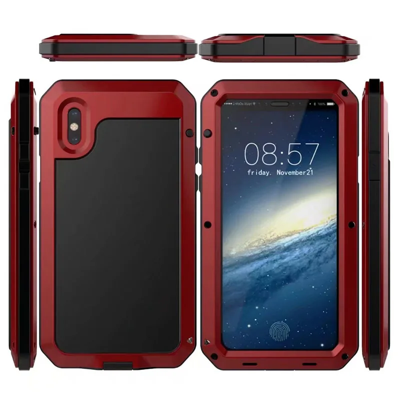 Прочный ударопрочный водонепроницаемый алюминиевый чехол для iPhone XS Max XR X 10 7 8 Plus 6