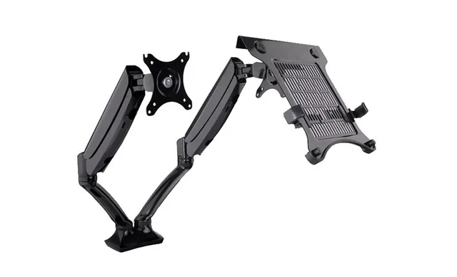 Best Offers Desktop Full Motion Dual Monitor Arm Mount Monitor Holder Stand for 10"~27" Monitor and 10"~15.6" Laptop; Max Suppprt 5KG