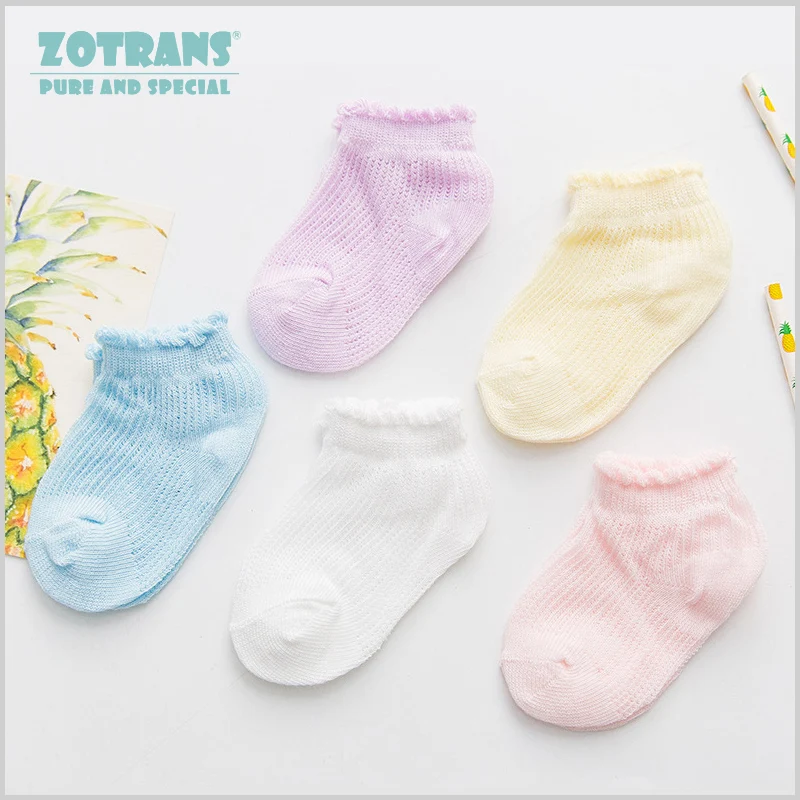 

5 Pair/lot Baby Girls Socks Newborns Cotton Summer Candy Solid Infant Toddle Boys Socks Kids Breathable Short Socks for 0-24M