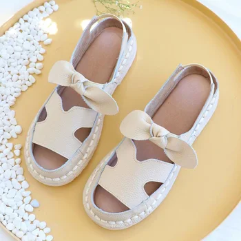 

Women's Flats Fisherman Shoes Summer Slip On Ladies Roman Comfort Sandals Women Genuine Leather Breathable Hollow Out Shoes