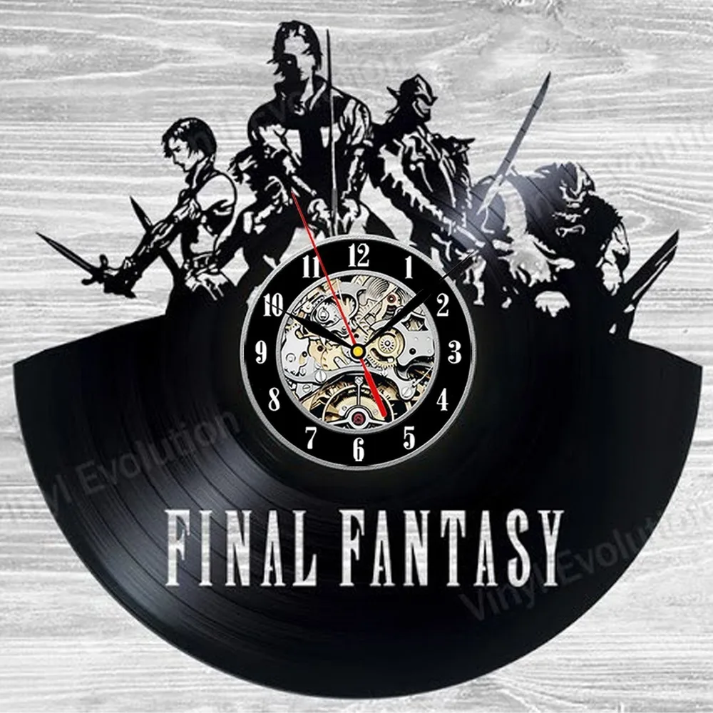

Final Fantasy Vintage Vinyl Wall Clock Fan Gift Children's Room Decor Idea Home Art Party