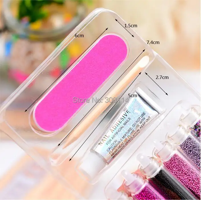 Companheiro de Moda da Arte do Unha Sets Atacado Caviar Unha Óleo Polonês Multicor Contas Manicure Decoração 40 3d 10 Strass e decorações