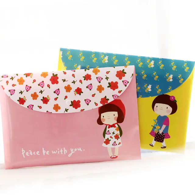 24 Pcs Lot A4 Cartoon Pvc Office Snap Bag Plastic File Flower 24 Pcs Lot A4 Cartoon Pvc Office Snap Bag Plastic File Flower Student