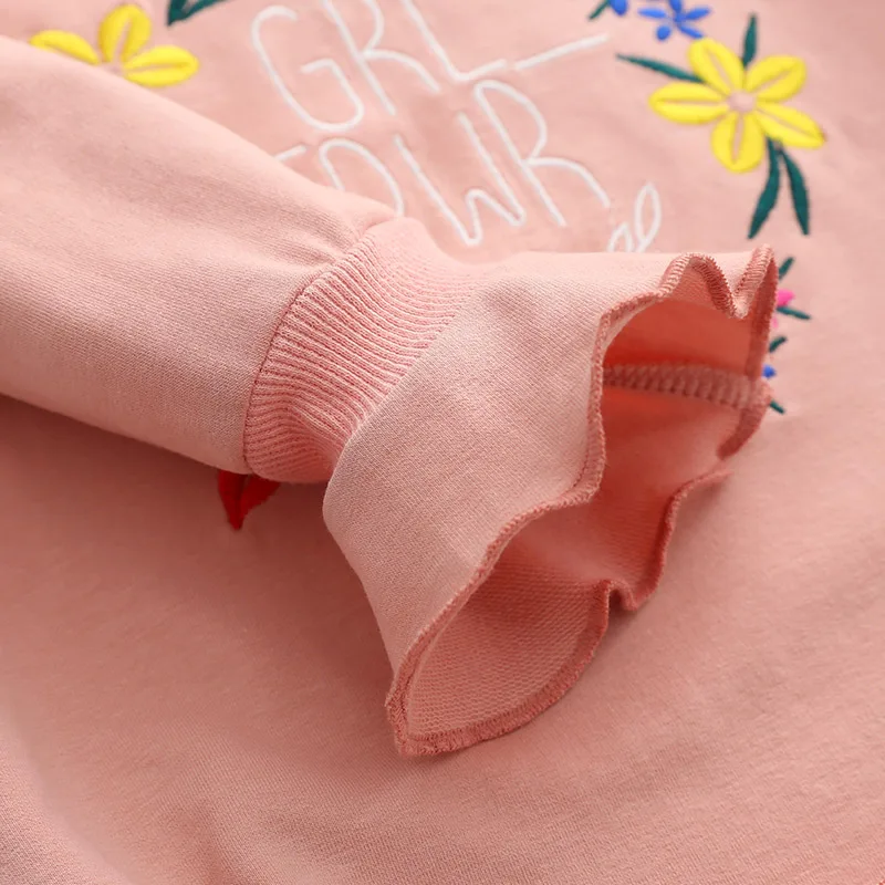 Autumn Spring Fashion Cute 2 3 4 5 6 7 8 9 10 Years Children Flower Letter Flare Trumpet Sleeve Kids Baby Girl Sweatshirts