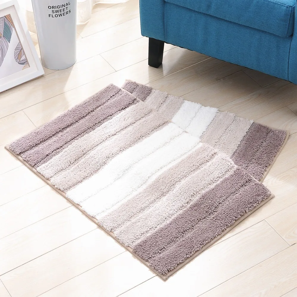 

100% High quality stripe Microfiber bathroom absorbent floor mat,Toilet anti-slip carpet,Bedroom soft towel rug.