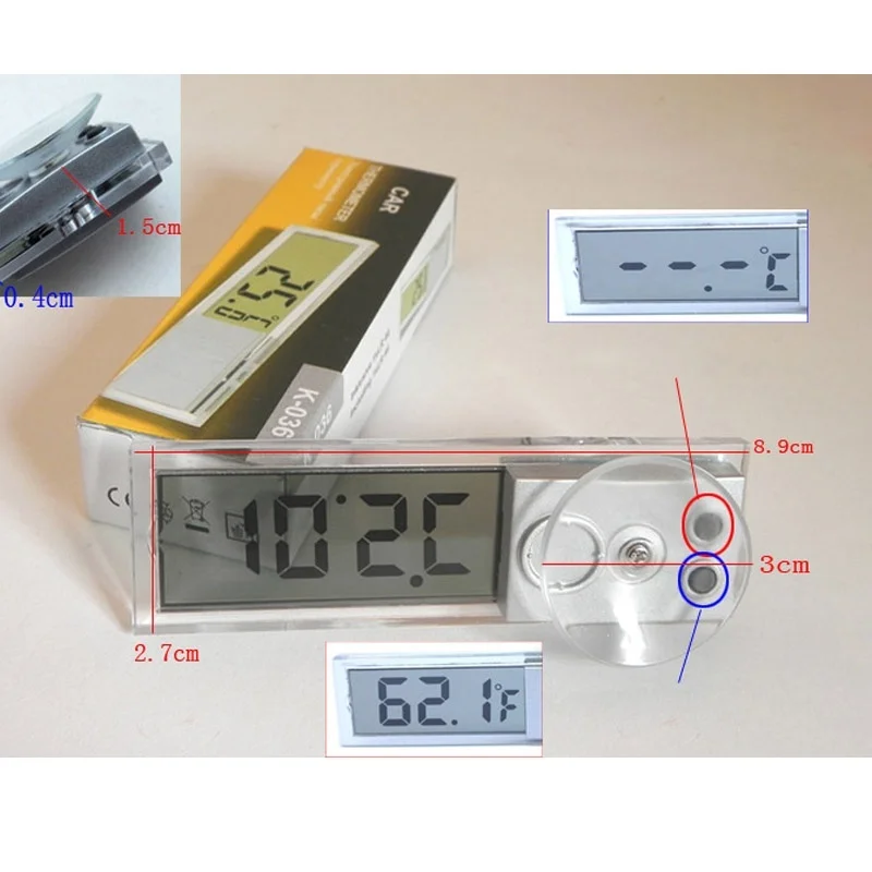 Автомобильный стильный термометр osculuum типа Фаренгейт ЖК цифровой термометр присоска для внутреннего наружного 9,4x2,8 см