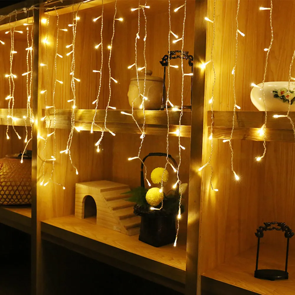 

Connectable 5M 16.5ft Flash LED Curtain Icicle String Light Droop 0.4m 0.5m 0.6m Fairy Garland for Christmas Wedding Decoration