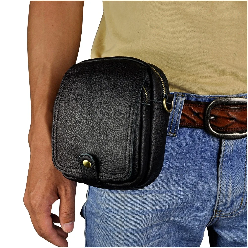 

Leather Men Multifunction Design Small Travel Crossbody Shoulder Mochila Bag Fashion Waist Belt Bag Cigarette Phone Case 6802b