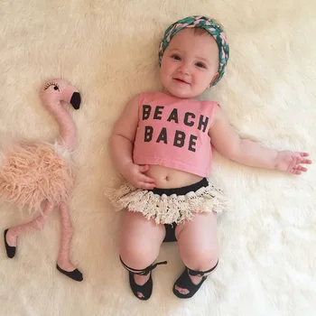 

Children's clothing 2018 summer new children's baby girls letter printing top tassel shorts suit 2pcs