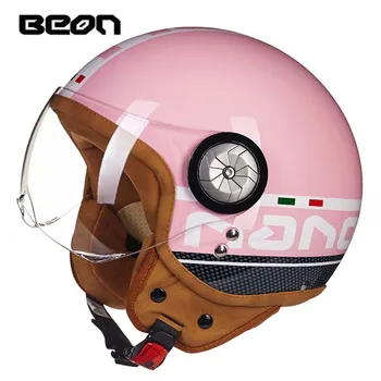 

2019 Winter warm retro Motorcross safety motorcycle helmet ABS 3/4 open face motorbike helmets spitfire scooter four seasons