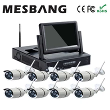 2017 wireless CCTV Camera Kits wifi wireless IP Camera system build in 1TB HDD hard disk 8ch NVR System with 7 inch monitor