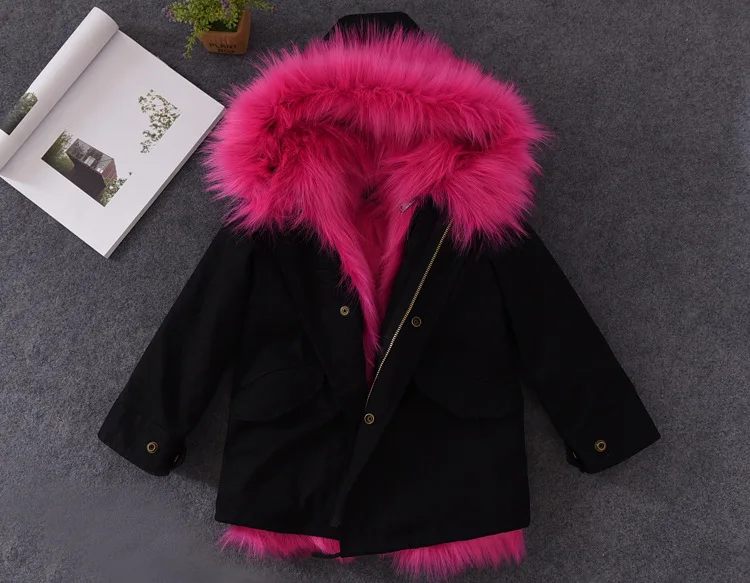 Куртка для девочек и мальчиков; зимние утепленные куртки с капюшоном и отстегивающейся подкладкой из лисьего меха; модные детские парки; верхняя одежда
