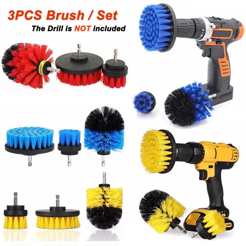 3pcs/set Home Floor Toilet Electric Drill Cleaning Brushes