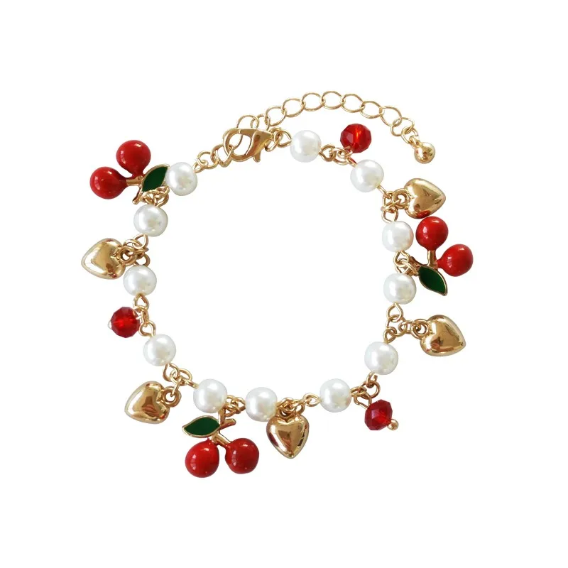 

Cherry love pearl fashion temperament girl heart bracelet jewelry female students joker Fashion ladies bangle bracelet