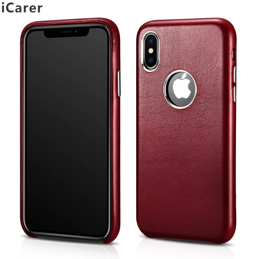 iCarer For iPhone XS Max Cover Case Luxury Slim Vintage Genuine Leather Armor Protection Phone