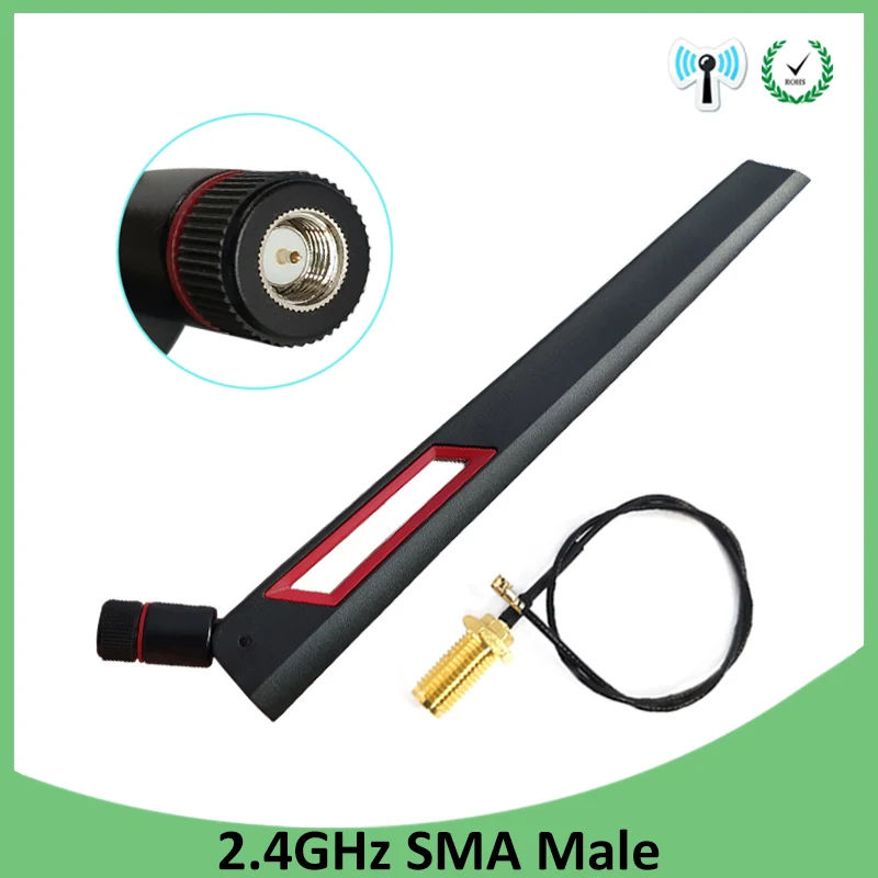 

20pcs 2.4GHz WiFi Antenna 8dBi Aerial RP-SMA Male Connector 2.4 ghz antena wi-fi +21cm PCI U.FL IPX to SMA Male Pigtail Cable