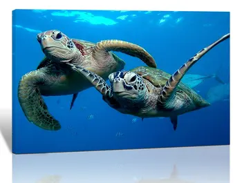 

1 Panel Two Submarine Turtles Under The Sea Pictures Prints on Canvas Walls Paintings Modern Seaview Animal Drop shipping