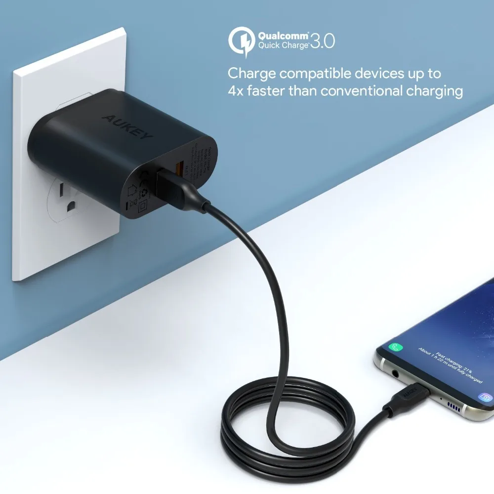 AUKEY USB Зарядное устройство Quick Charge 3 0 QC 39 Вт быстро стены мобильный телефон для Xiaomi