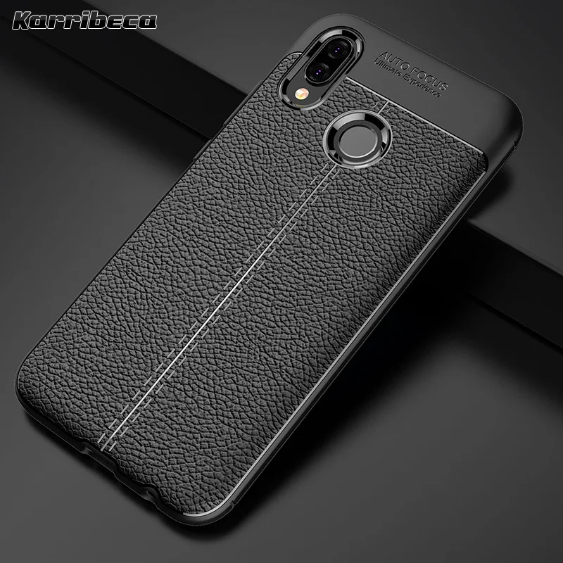 

Litchi silicone case nova 3e funda hoesje lychee leather pattern tpu cover for Huawei P20 Lite coque etui kryt tok kilif husa