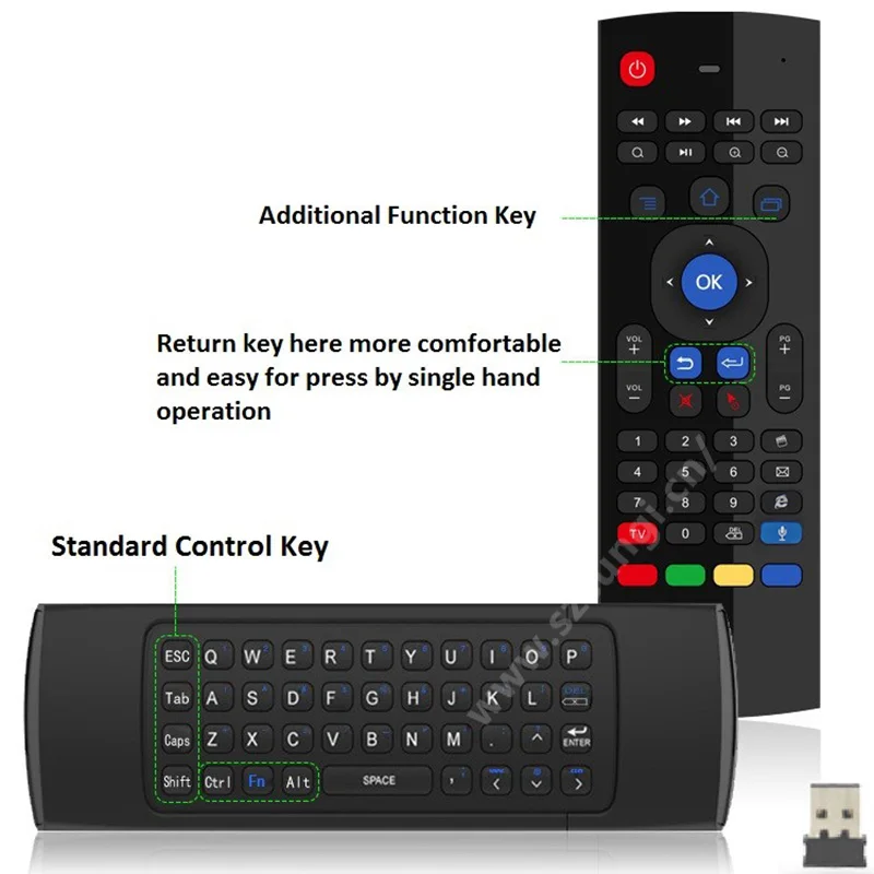 2 4G MX3 USB Беспроводная клавиатура 3в1 Air Fly Mouse GYRO Sensing Remote IR Learning с голосовым