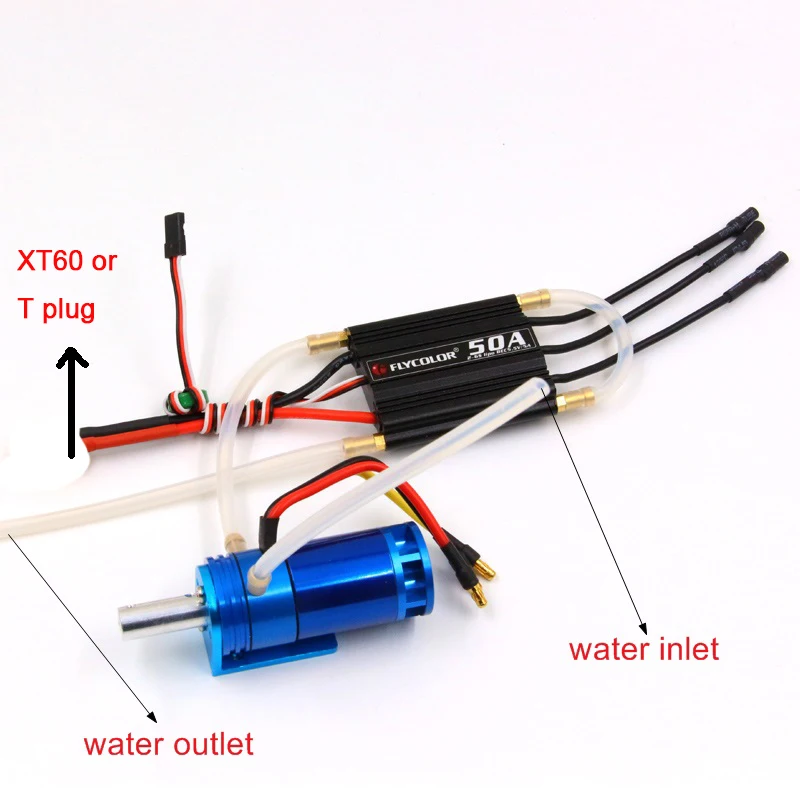 Радиоуправляемая лодка с бесщеточным двигателем с ESC комбинированная система питания 2862 2800KV 1500KV flycolor 50A ESC rudde насос водяного охлаждения