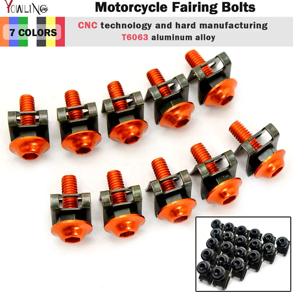

10 pcs 6mm orange Universal CNC Motorcycle Accessories Fairing body work Bolts Screws For ktm duke 390 duke 200 duke 125 990
