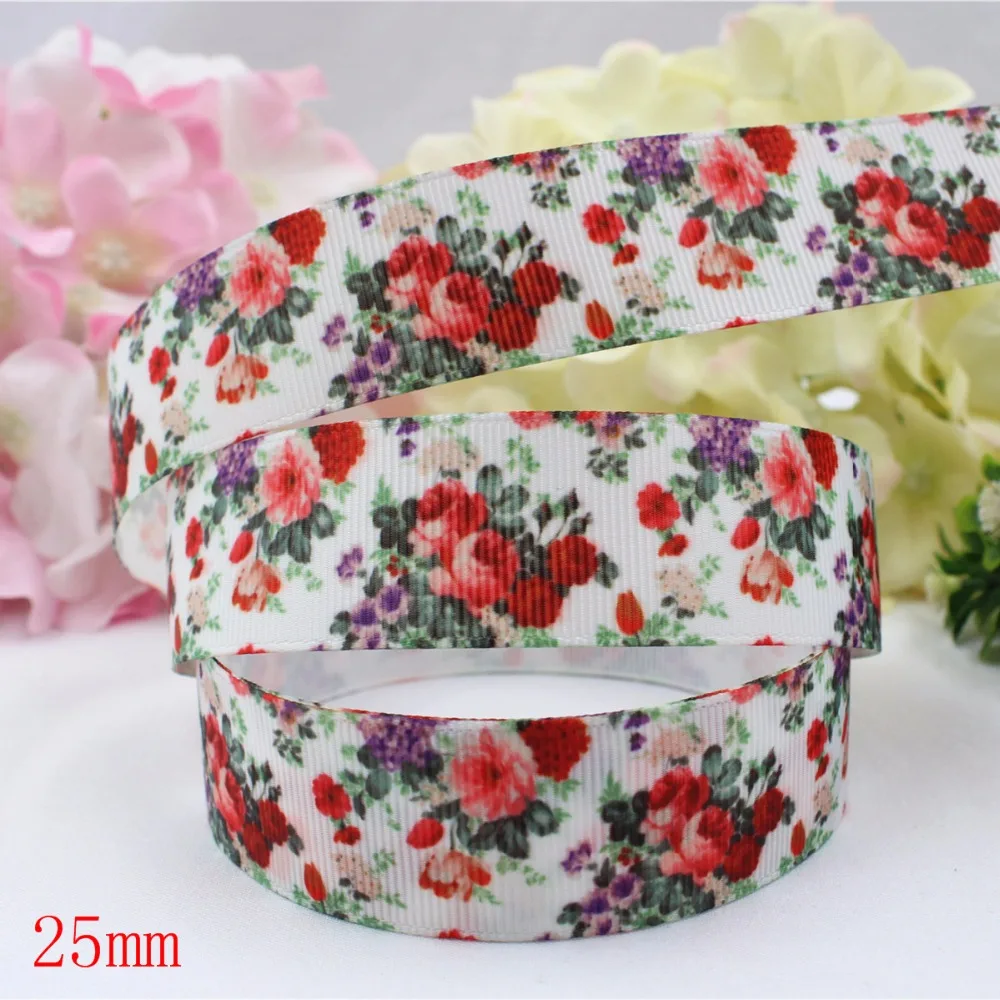 

16607-39,(1")25mm 10yard/lot Flowers Ribbons Thermal transfer Printed grosgrain Wedding Accessories DIY handmade material