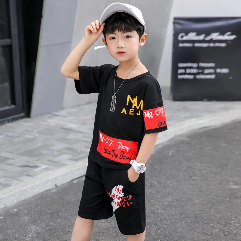 

BBZ NEW 2019 Boy's T-shirt two-piece suit with summer shorts letters fashion kids able postage-free