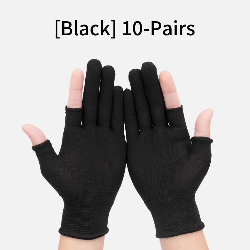 Abeso 10 пар перчатки без пальцев для мастерской Заводские дышащие противоскользящие износостойкие нейлоновые защитные перчатки черные перчатки A7008