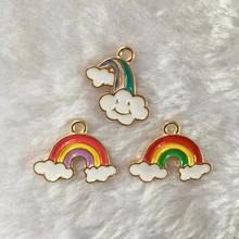 15 шт. Высокое качество Золотая эмаль Милая Радуга облако Шарм Подвеска ручной работы DIY серьги личное Ожерелье Ювелирные изделия Поиск