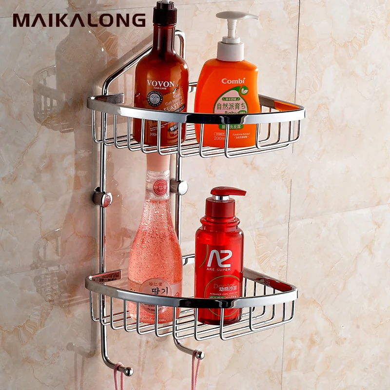 Wall Mounted chrome finish NEW Brass Bathroom Shower Shelf Basket