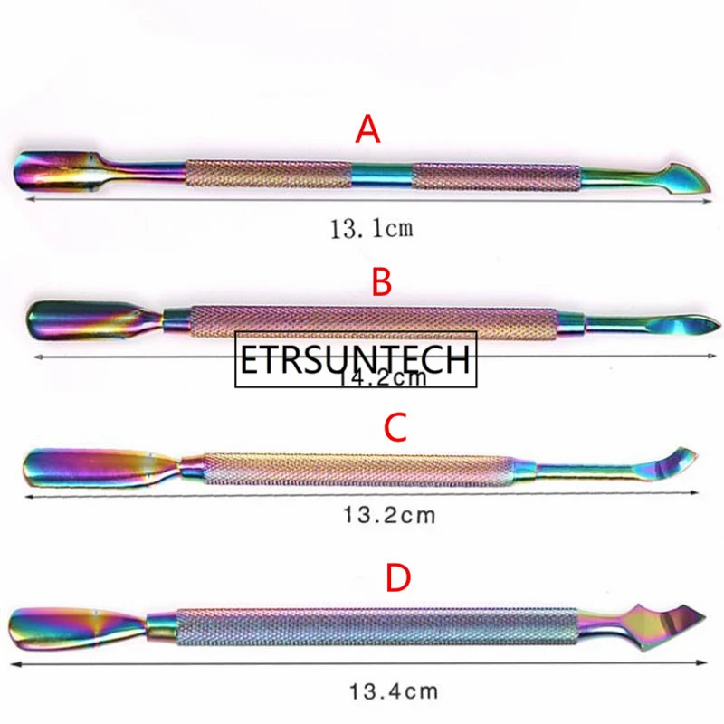 Дизайн ногтей инструмент для удаление омертвевшей кожи и Dead лопатка для кожи кутикулы толкатель УФ гель Remover Нержавеющая сталь красочные