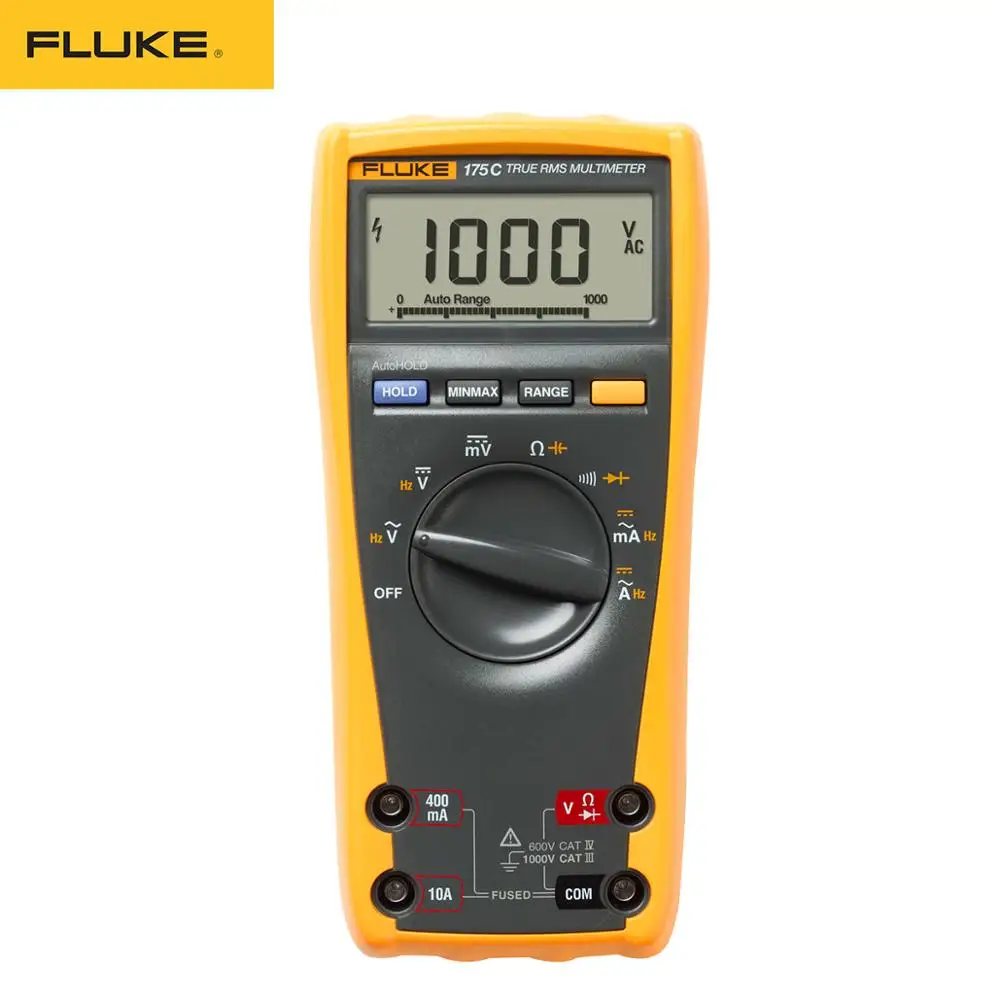 

Fluke 175 175C True RMS Digital Multimeter Voltage Ohm Capacitance Frequency temperature Tester