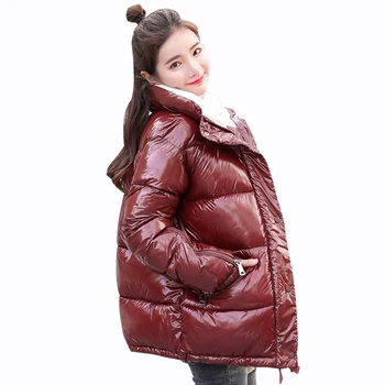 

Rlyaeiz Winter Jacket Women 2018 New Fashion Women Glossy Thicken Warm Parka Cotton Padded Woman Winter Coat Female Overcoats