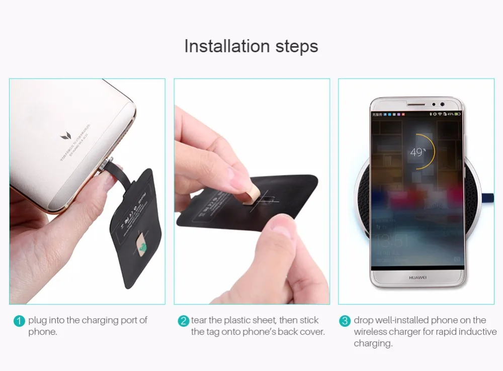 Для iPhone беспроводной зарядный приемник, NILLKIN QI беспроводной зарядный приемник Pad Патч-модуль чип для Xiaomi для samsung Micro