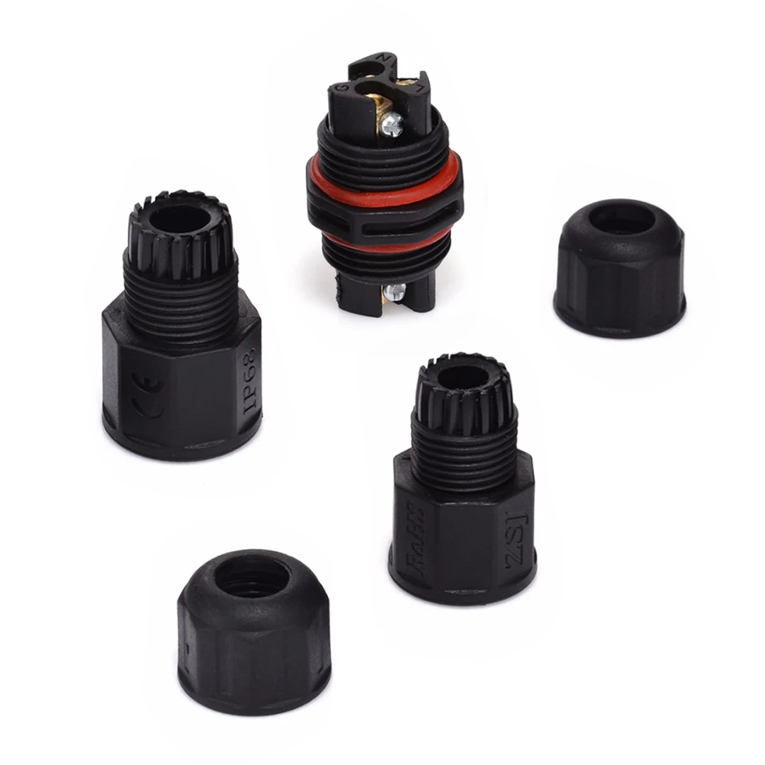 AC DC 10mm IP68 15A 2/3/4 Pin Waterproof Connector Adapter Screw Locking Cable Industrial Electrical Wire Connector Plug