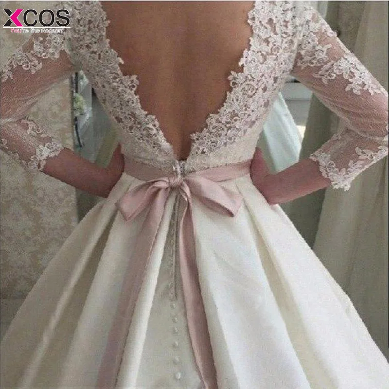 JIERUIZE-White-Lace-Appliques-Backless-Wedding-Dresses-3-4-Sleeves-Elegant-Simple-Bridal-Dresses-Open-Back (1)