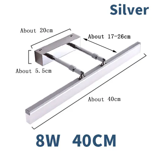 Скандинавские современные зеркальные светодиодные настенные лампы, украшение для дома FixtureLed огни белое железо акрил luminaria кухня ванная комната бра Mirrorlamp - Цвет абажура: Silver 40CM 8W