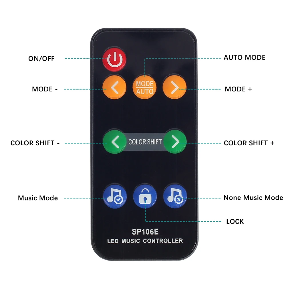 DC5-12V светодиодный музыкальный пульт дистанционного управления 9 клавиш для WS2811 WS2812B SK6812 6803 цифровой магический светодиодный светильник SP106E