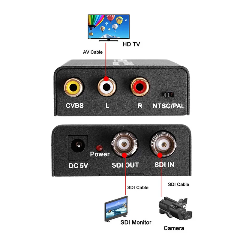 

OOTDTY SDI to AV Converter Computer Accessories HD & 3G SDI to Composite RCA Video+L/R Analog Stereo Audio Converter Scaler SD
