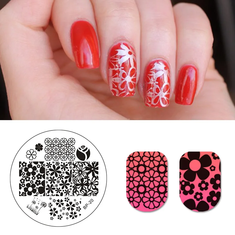 born pretty mixed flower design image nail art stamp template manicure