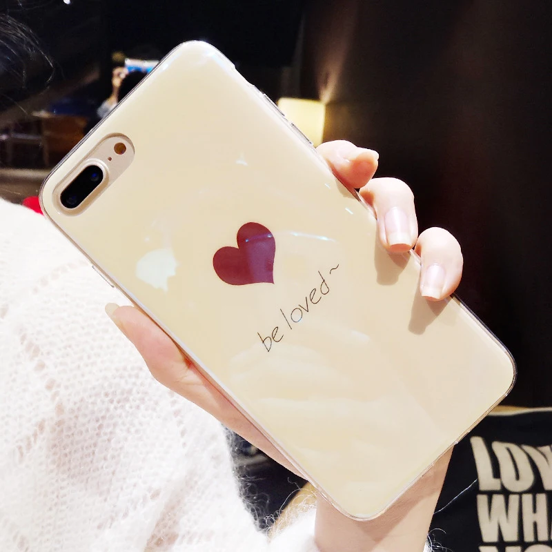 Fille CHAOLIDA Grosir TPU Lembut Handphone untuk Iphone X 6 6 s 6 Ditambah 7 7 Ditambah 8 8 Ditambah Merah Hati Ponsel Kembali Covers untuk pecinta