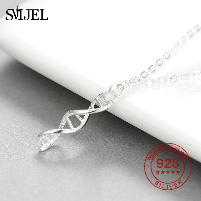 SMJEL Science Jewelry Феликс ожерелье ДНК биология ювелирные изделия ожерелье с дизайном «молекула» бренд стерлингового серебра 925 аксессуары для женщин