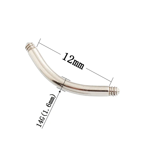 14 г(1,6 мм) пирсинг для тела сделай сам из нержавеющей стали с винтовой резьбой дуговой стержень запасная часть пупка кольцо для бровей гвоздь 10 штук в партии - Окраска металла: 12mm